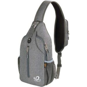 Men Dark Grey Crossbody Sling Backpack Sling Bag Travel Hiking Chest Bag Daypack